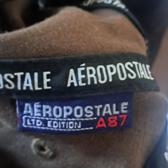 Aeropostale A87 Fitted Brown Hat Baseball Cap L XL Beige Khaki Embroidered LOGO - Picture 11 of 16